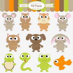 Pet Friends Clipart includes 11 adorable graphics for card ...