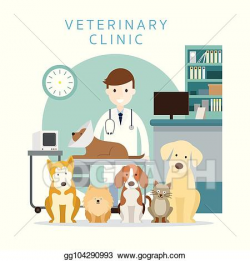 Clip Art Vector - Male veterinarian with pets. Stock EPS ...