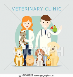 Vector Art - Male & female veterinarian with pets. EPS ...