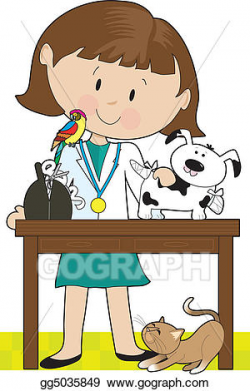 Clip Art - Woman vet and pets. Stock Illustration gg5035849 ...
