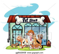 Vector Illustration - Vet and many pets at pet shop. EPS ...