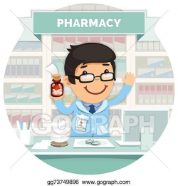 Vector Stock - Apothecary behind the counter at the pharmacy ...
