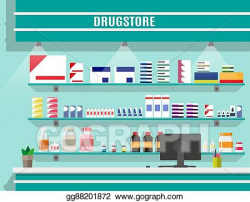 EPS Illustration - Modern interior pharmacy or drugstore ...