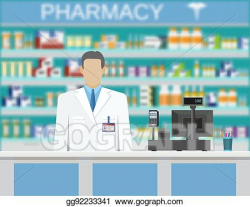 Vector Illustration - Modern interior pharmacy or drugstore ...
