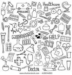 Hand drawn medicine icon set. Medical sketched collection ...
