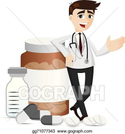 EPS Illustration - Cartoon pharmacist with medicine pills ...