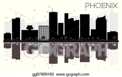 Vector Clipart - Phoenix city skyline black and white ...