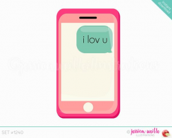 Instant Download i lov u text phone Cute Digital Clipart, cell phone Clip  art, texting Graphics, valentine, texting Illustration, #1240