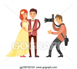 Vector Art - Wedding photo session of newlyweds by ...