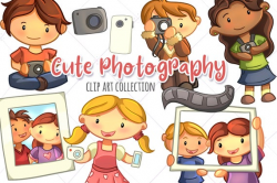 Cute Photography Clipart, Kawaii Photos, Kawaii Camera, Cute Camera Clip  Art, Cute Kids Taking Pictures, Photography Illustrations
