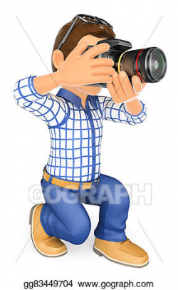 Stock Illustration - 3d photographer kneeling with his slr ...