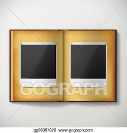 Vector Art - Old vintage photo album with empty blank frames ...