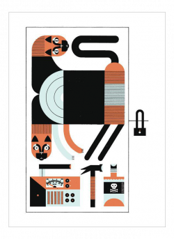 Schrödinger's Cat Quantum Physics Art Print Poster | Chairish