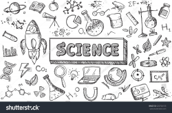 Black and white sketch science chemistry physics biology and ...