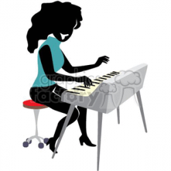 girl playing keyboard clipart. Royalty-free clipart # 161424