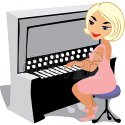 Smiling lady playing the organ clipart. Royalty-free clipart # 373723