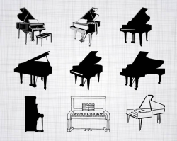 Piano SVG Bundle, Piano SVG, Piano Clipart, Piano Cut Files For Silhouette,  Files for Cricut, Vector, Grand Piano Svg, Dxf, Png, Eps, Design