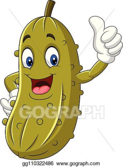 Vector Clipart - Cartoon happy pickle giving a thumb up ...