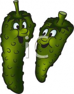 Two Smiling Dill Pickle Cartoons Clipart Image