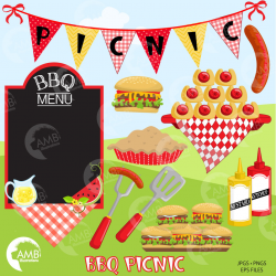 BBQ clipart, Picnic clipart, Backyard Barbecue Bbq party clipart, African  American, AMB-920 | AMBillustrations