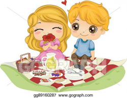 Vector Art - Kids couple picnic date. EPS clipart gg89160287 ...