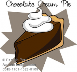 Clip Art Illustration of a Piece of Chocolate Cream Pie Icon
