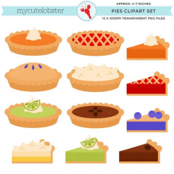Pies Clipart Set - clip art set of pies, pumpkin, cherry, blueberry, pecan,  lime, pie - personal use, small commercial use, instant download