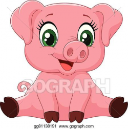 Vector Stock - Cartoon adorable baby pig. Clipart ...