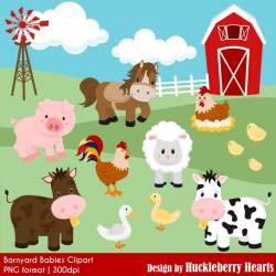 Farm Clipart, Barnyard Clipart, Cow Clipart, Horse Clipart, Pig Clipart,  Chicken Clipart, Sheep Clipart, Commercial Use