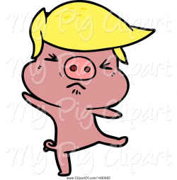 Swine Clipart of Furious Pig with Gold Hair by ...