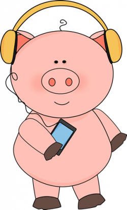 Pig Listening to Music | Bulletin board Ideas | Pig art, Pig ...