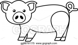 EPS Illustration - Cute pig icon, outline style. Vector ...