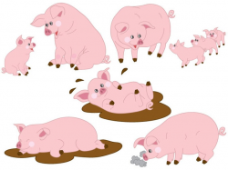 Pigs Clipart - Digital Vector Farm, Animal, Baby Pig, Pigs, Farm Piggy,  Pigs Clip Art