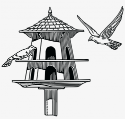 Free Clipart Of A Black And White Bird Feeder House - Pigeon ...
