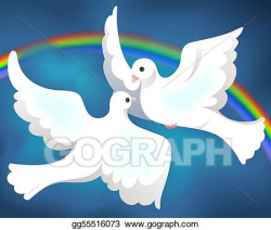 Clipart - Illustration of two pigeon flying the sky. . Stock ...