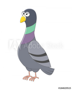 Cute cartoon pigeon. Vector illustration. Smiling pigeon ...