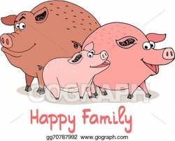 Vector Illustration - Happy family of fun cartoon pigs. EPS ...