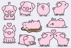 Premium Vector Clipart - Kawaii Pigs - Cute Pigs Clipart Set ...
