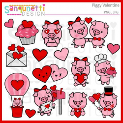 Valentine clipart, Valentine's Day, Pig clipart, pig planner sticker,  planner sticker clipart, instant download