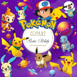 Pokemon Clipart, printable, Digital Clipart, Graphic ,pikachu, Pokemon ,  Instant Download 20 PNG