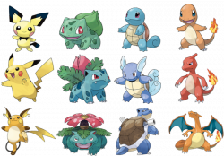 Original Pokémon Game Starters: Pikachu, Bulbasaur, Squirtle, and ...