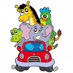Funny Cartoon Animals In Red Car | Cute cartoon animals art ...
