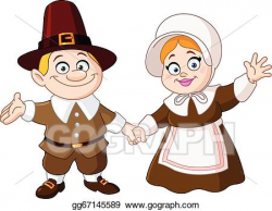 EPS Vector - Pilgrim couple. Stock Clipart Illustration ...