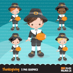 Thanksgiving Clipart. Indians and Pilgrims characters ...