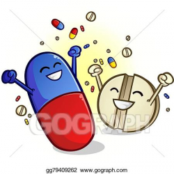 Vector Art - Happy pills cartoon characters. Clipart Drawing ...
