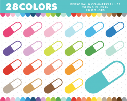 Pills clipart in 28 colors, CL-428 | Planner | Clip art ...