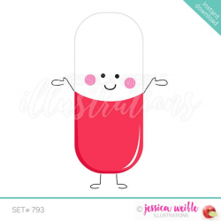 Happy Pill Cute Digital Clipart, RX Pill Clip art, Medication Graphics,  Happy Pill Illustration, #793