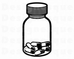 Medicine Bottle SVG #3, Pills Bottle Svg, Medication Bottle Svg, Clipart,  Files for Cricut, Cut Files For Silhouette, Dxf, Png, Eps, Vector