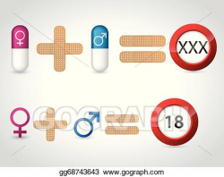 Clip Art Vector - Male female symbols and pills for sex ...