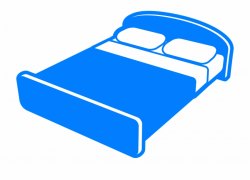 Bed Double Hotel Neat Pillow - Blue Bed Clipart, Transparent ...